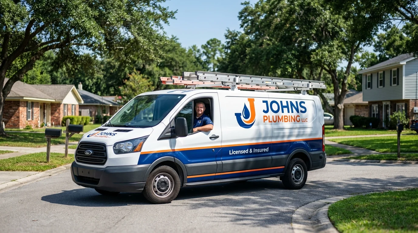 Johns Plumbing LLC service van in Lakewood, CA