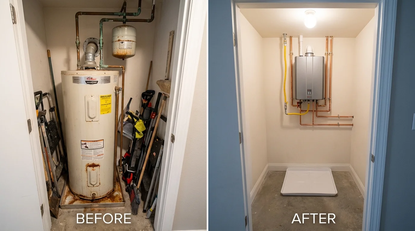 Tank water heater versus wall-mounted tankless unit comparison for Lakewood, CA homeowners